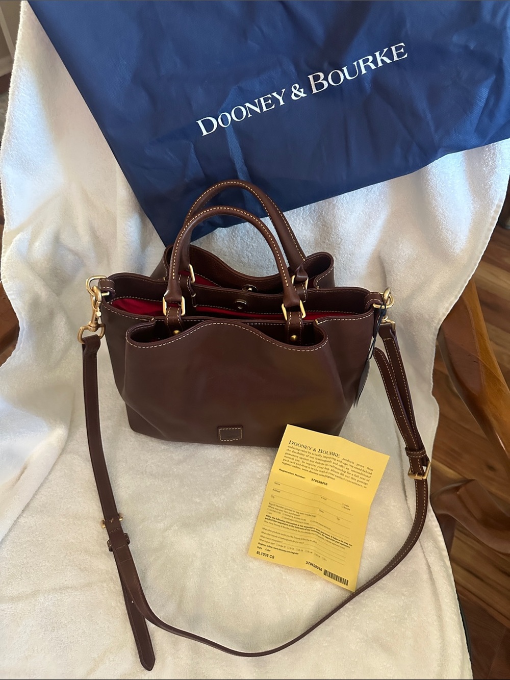 Dooney & Bourke Chestnut Brown Leather Barlow with Red Interior❤️